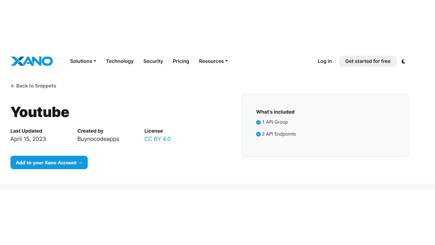 Youtube API Xano