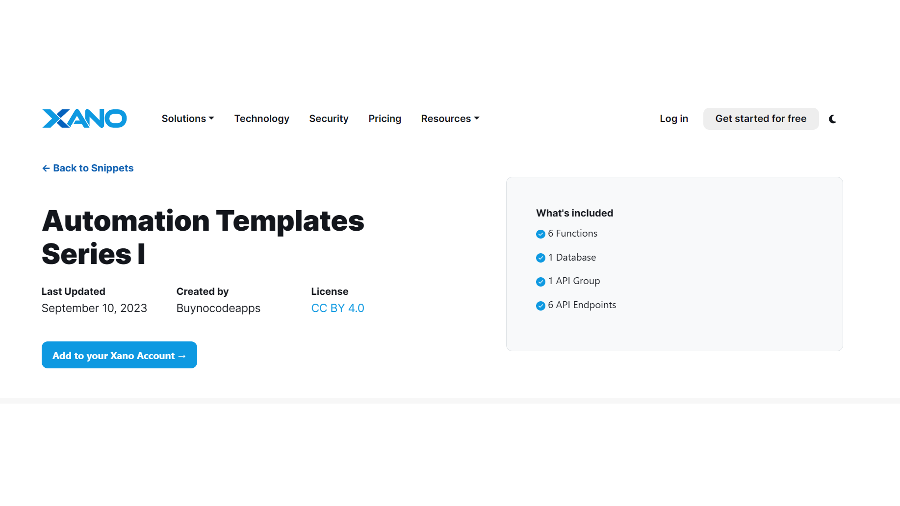 Automation Templates Series I XANO